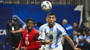 CONMEBOL Copa America 2024 - Group A Argentina vs Canada - Jonathan David duelling with potential new team-mate Cristian Romero 