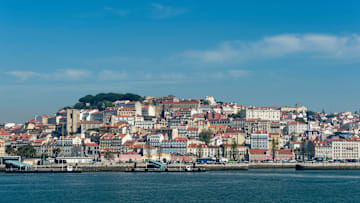 View from the Tagus River of Lisbon, the capital city of...