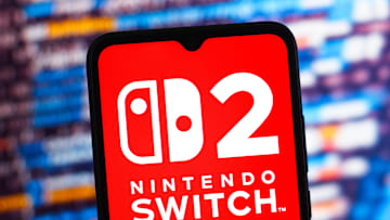 In this photo illustration, the Nintendo Switch 2 logo is...