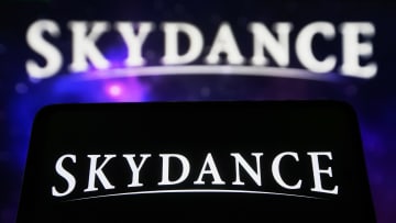 In this photo illustration, a Skydance Media logo is seen on...