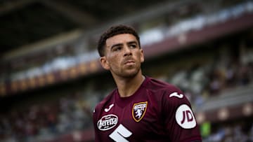 Che Adams of Torino FC looks on prior to the Serie A...