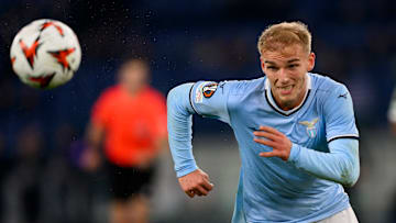 Gustav Isaksen of SS Lazio in action during the Europa...