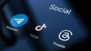 In this photo illustration, Telegram, TikTok and Threads...