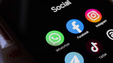 In this photo illustration, WhatsApp, Facebook, Instagram,...