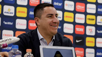 Efrain Juarez Valdez speaking during a news conference to...