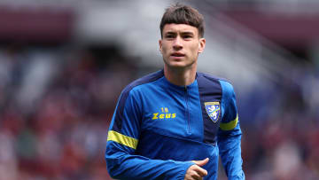 Matias Soule of Frosinone Calcio during warm up before the...
