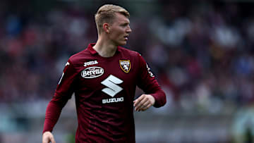 Perr Schuurs of Torino Fc looks on during the Serie A...