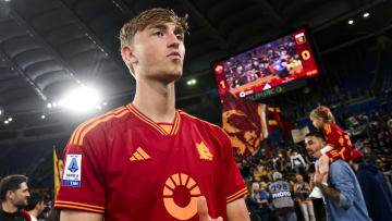 Dean Huijsen of AS Roma looks on at the end of the Serie A...