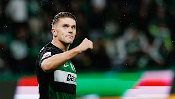 Viktor Gyokeres (Sporting CP) seen celebrating after scoring...