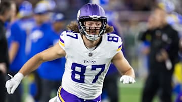 Minnesota Vikings tight end T.J. Hockenson against the Los Angeles Rams during an NFC wild card game at State Farm Stadium.