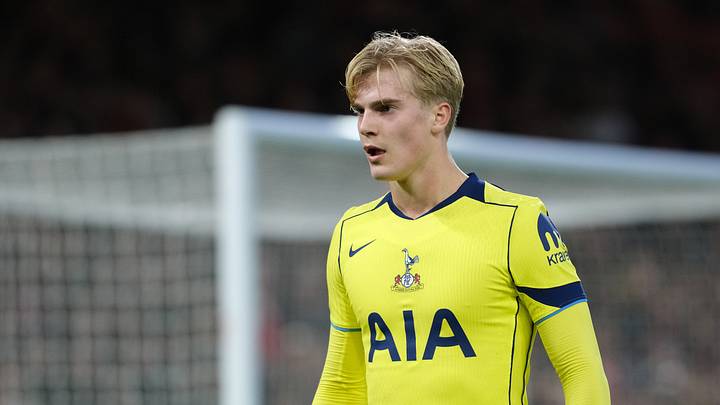 Lucas Bergvall of Tottenham Hotspur seen during the Premier...