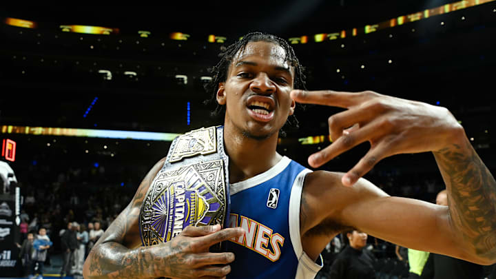 Capitanes Guard Dink Pate #1 celebrating after the NBA G...