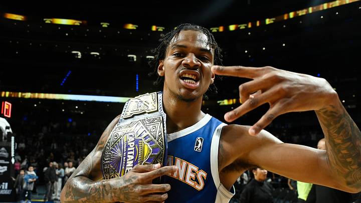Capitanes Guard Dink Pate #1 celebrating after the NBA G...