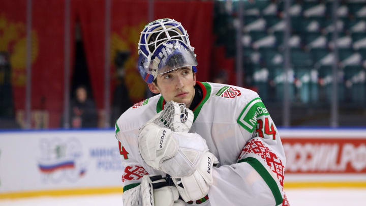 Belarus national hockey team player, Pavel Moysevich (34)...