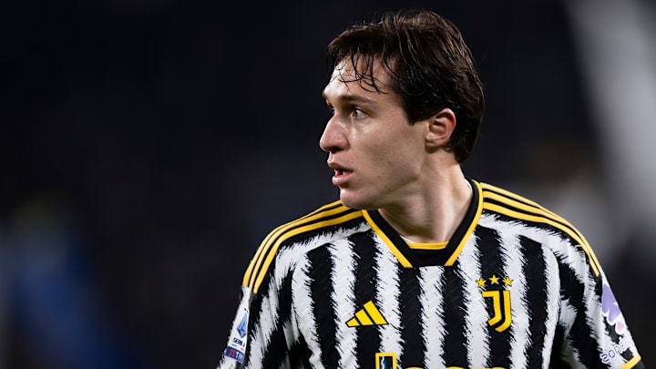 Federico Chiesa of Juventus FC looks on during the Serie A...