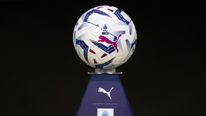 The official Serie A match ball Puma 'Orbita' is seen on a... The official Serie A match ball Puma 'Orbita' is seen on a...