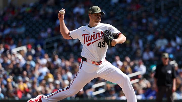 May 17, 2026; Minneapolis, Minnesota, USA; Minnesota Twins pitcher Justin Topa (48) delivers a pitch against the Milwaukee Brewers during the eighth inning at Target Field. Mandatory Credit: Matt Krohn-Imagn Images