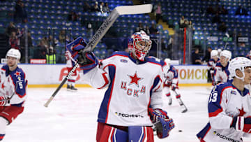 Dmitry Gamzin (33) CSKA Hockey Club seen in action during...