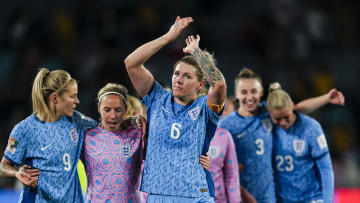 Les anglaises suite à leur victoire en demie-finale face à l'Australie