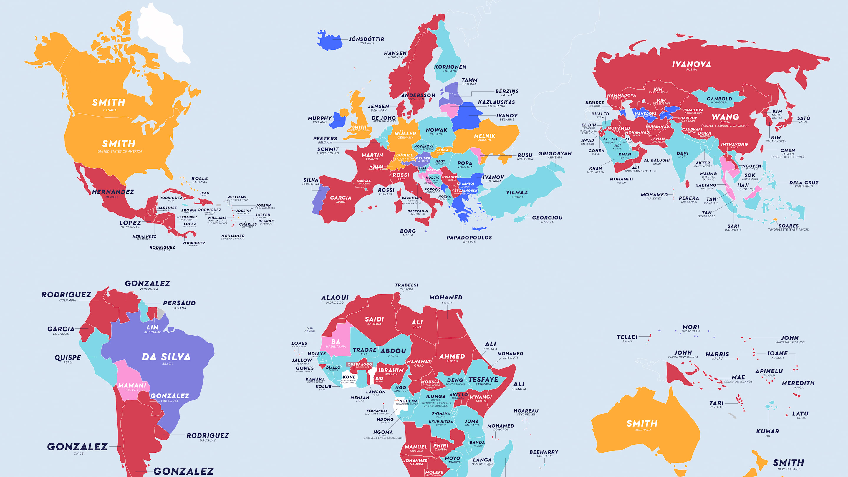 The Most Common Last Name in Every Country‚ Mapped