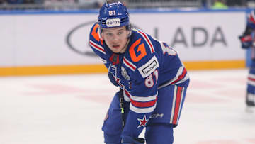 Arseny Gritsyuk (81) of SKA Hockey Club seen in action. Credit: Getty Images