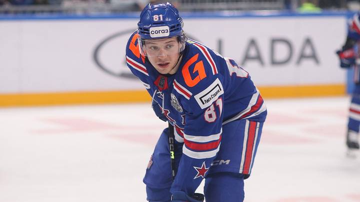 Arseny Gritsyuk (81) of SKA Hockey Club seen in action. Credit: Getty Images