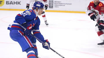 Ivan Demidov (91) SKA Hockey Club seen in action during the...