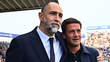 Juventus interim head coach Igor Tudor, left, was outwitted by Parma manager Cristian Chivu