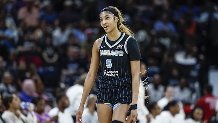 Chicago Sky forward Angel Reese (5) at Wintrust Arena.