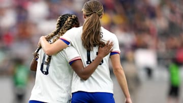 Emma Sears and Jaedyn Shaw during the 2025 SheBelieves Cup