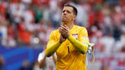 Wojciech Szczesny (Poland) greets fans after UEFA Euro 2024...