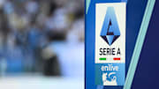 The Serie A Enilive logo is seen during the Serie A football...