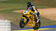 PJ Jacobsen (Rahal Ducati Moto) pops a wheelie at Road Atlanta in MotoAmerica Supersport