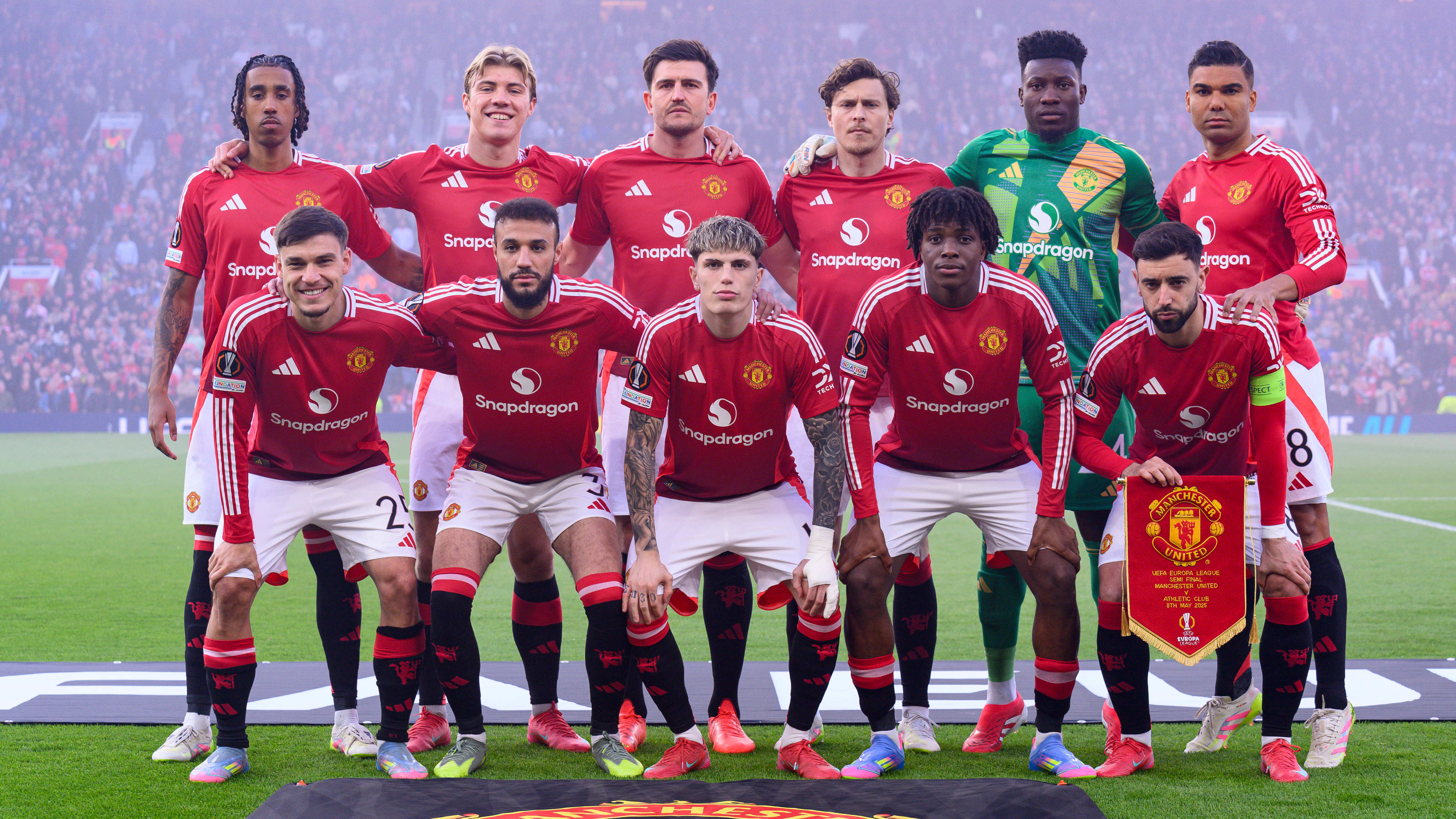 Victor Lindelöf, Harry Maguire, Leny Yoro, André Onana, Bruno Fernandes, Manuel Ugarte, Carlos Casemiro, Noussair Mazraoui, Alejandro Garnacho, Patrick Dorgu, Rasmus Hojlund