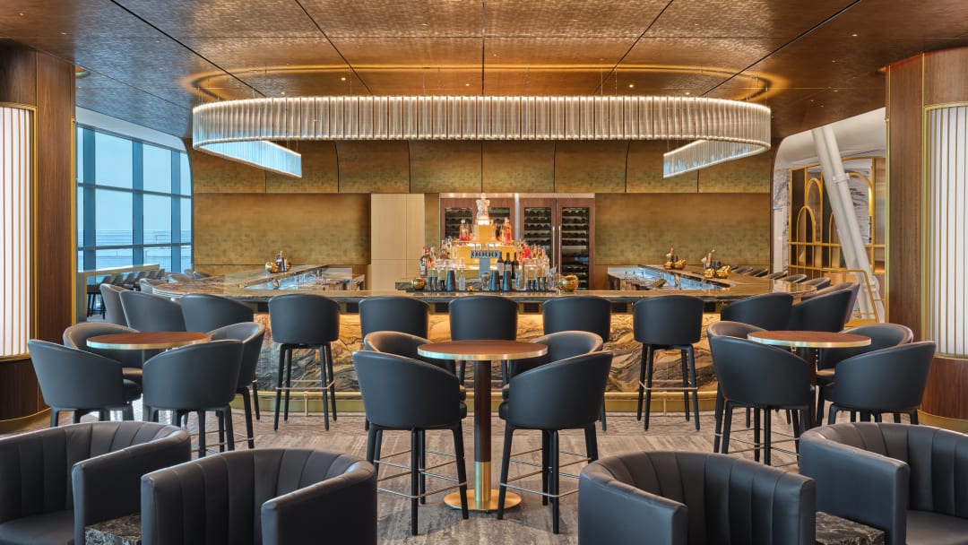 The bar at JFK's Delta One Lounge - credit: Delta Air Lines