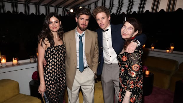 Monica Barbaro, Andrew Garfield, Eddie Redmayne and Lynn Hirschber