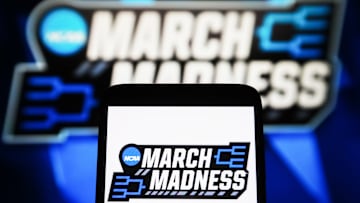 In this photo illustration, a March Madness (NCAA Division I...