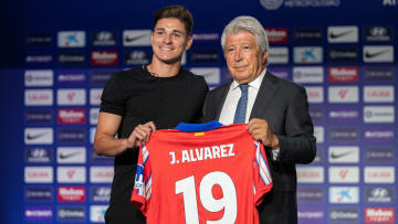 President of Atletico de Madrid, Enrique Cerezo (R) and...