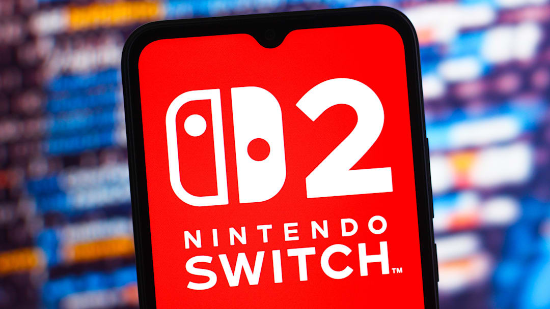 In this photo illustration, the Nintendo Switch 2 logo is...