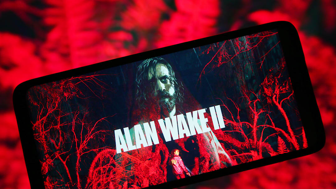 In this photo illustration, Alan Wake 2 logon - a game is...