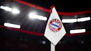 A corner flag bearing the logo of FC Bayern Munchen is seen...