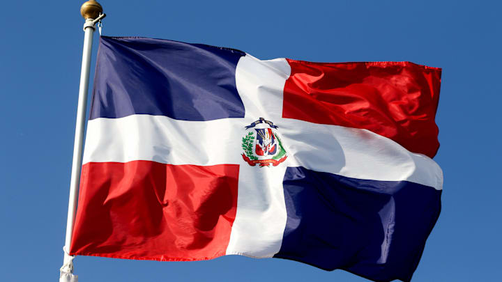 The flag of the Dominican Republic seen in the gallery of...