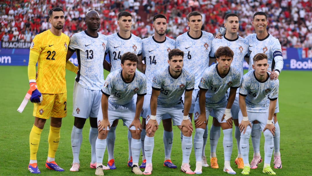 Players of Portugal pose for a team photo prior to the Uefa...