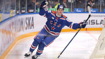 Ivan Demidov (91) SKA Hockey Club seen in action during the...