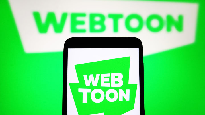 In this photo illustration, a Webtoon Entertainment Inc.