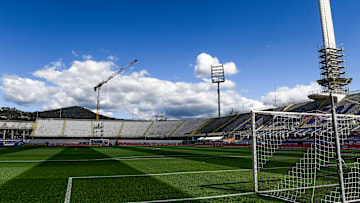 A view the renovation work on the Fiesole curve the stadium...