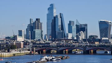 General view of the City of London skyline, the capital's...
