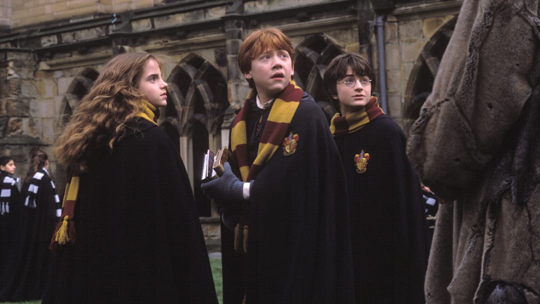 (L-r) Hermione (EMMA WATSON), Ron (RUPERT GRINT) and Harry (DANIEL RADCLIFFE) in Warner Bros. Pictures' "Harry Potter and the Chamber of Secrets."
PHOTOGRAPHS TO BE USED SOLELY FOR ADVERTISING, PROMOTION, PUBLICITY OR REVIEWS OF THIS SPECIFIC MOTION PICTURE AND TO REMAIN THE PROPERTY OF THE STUDIO. NOT FOR SALE OR REDISTRIBUTION
HARRY POTTER and all related indicia are trademarks of and ©2002 Warner Bros. All Rights Reserved. Harry Potter Publishing Rights ©J.K.R. (L-r) Hermione (EMMA WATSON), Ron (RUPERT GRINT) and Harry (DANIEL RADCLIFFE) in Warner Bros. Pictures' "Harry Potter and the Chamber of Secrets."
PHOTOGRAPHS TO BE USED SOLELY FOR ADVERTISING, PROMOTION, PUBLICITY OR REVIEWS OF THIS SPECIFIC MOTION PICTURE AND TO REMAIN THE PROPERTY OF THE STUDIO. NOT FOR SALE OR REDISTRIBUTION
HARRY POTTER and all related indicia are trademarks of and ©2002 Warner Bros. All Rights Reserved. Harry Potter Publishing Rights ©J.K.R.