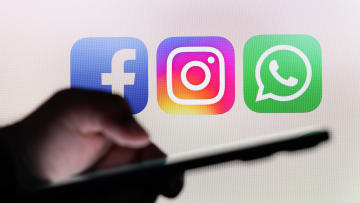 In this photo illustration, the Facebook, Instagram and...