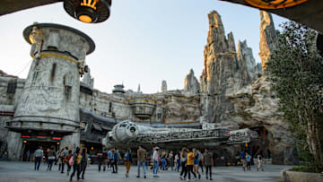 Star Wars: Galaxy's Edge at Disneyland Park in Anaheim, California, and at Disney's Hollywood Studios in Lake Buena Vista, Florida, is Disney's largest single-themed land expansion ever at 14-acres each, transporting guests to Black Spire Outpost, a village on the planet of Batuu. Guests will discover two signature attractions. Millennium Falcon: Smugglers Run (pictured), available opening day, and Star Wars: Rise of the Resistance, opening later this year. (Todd Wawrychuk/Disney Parks)